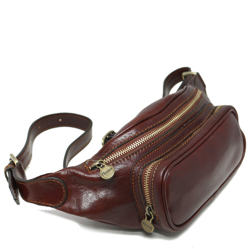 Leather Fanny Pack Waist Bag Floto Brown 1
